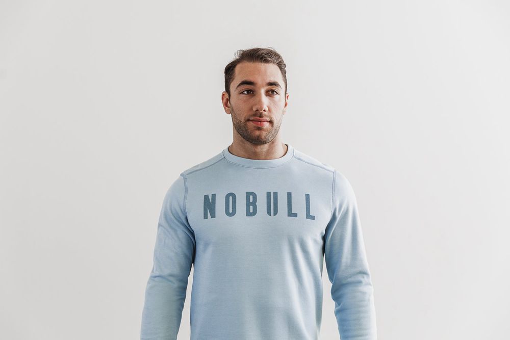 NOBULL Crew Sweatshirts Erkek - Mavi - Turkiye (OGU-708154)